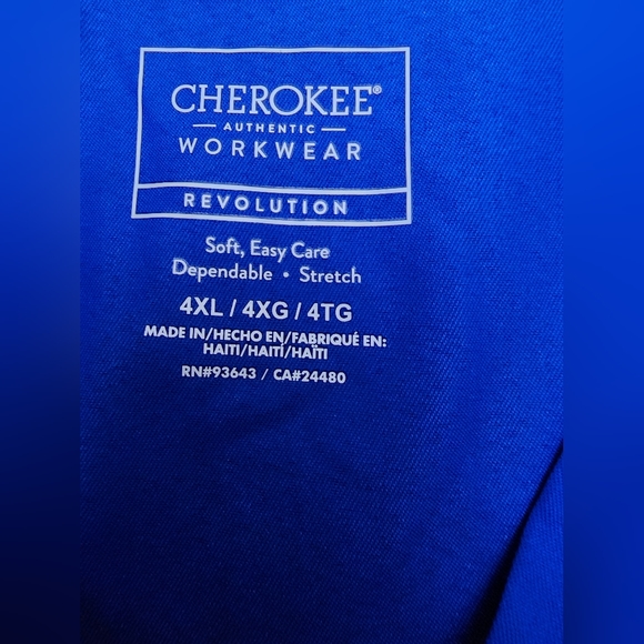 CHEROKEE REVOLUTION MEN'S WW670 SCRUB TOP. ROYAL BLUE 4XL. NWT.(A18) - Picture 2 of 5